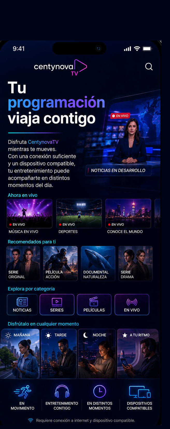Teléfono móvil para entretenimiento en movimiento